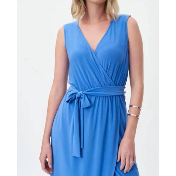 NEW JOSEPH RIBKOFF iris belted jumpsuit in blue - Picture 2 of 3